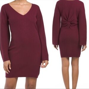Naadam Ribbed Twist Back Cashmere Wool Sweater Dress